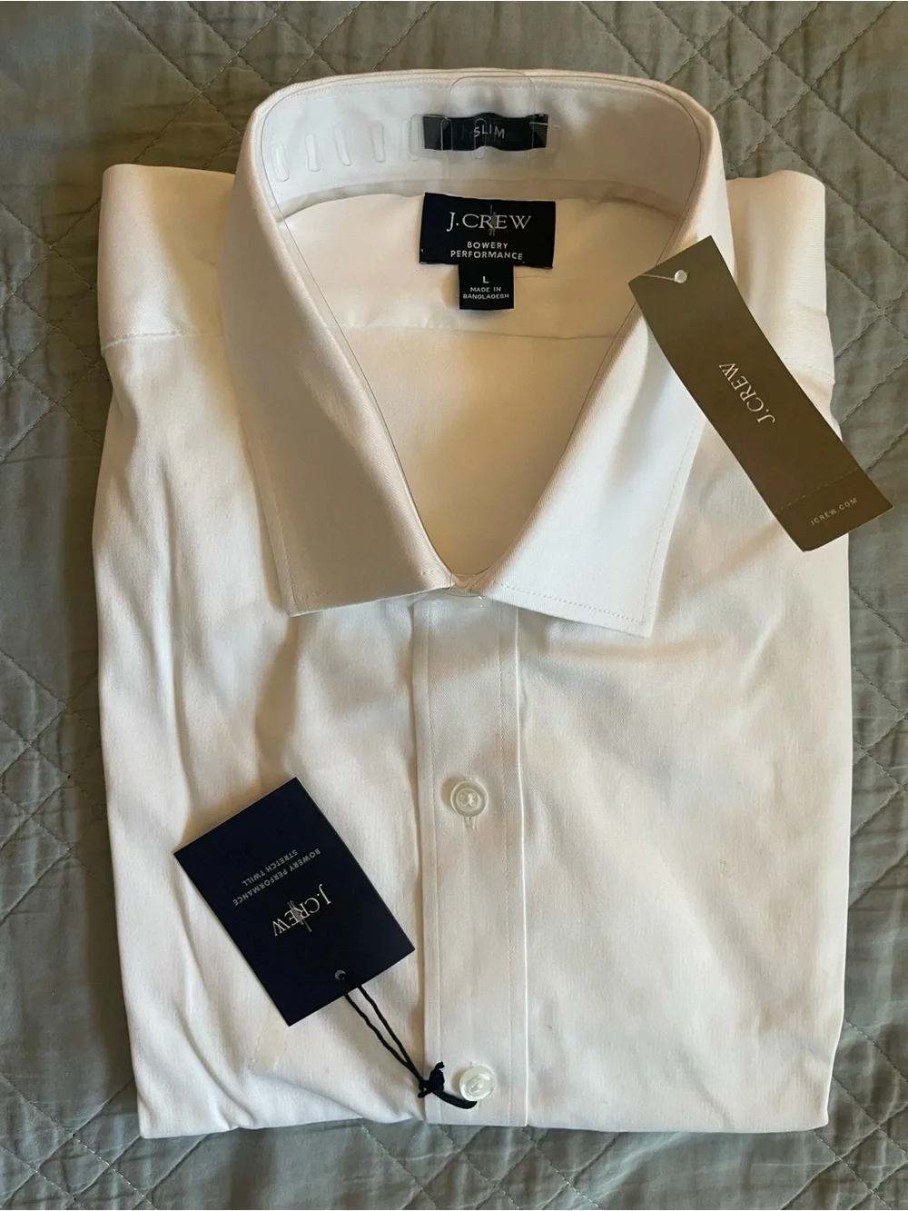 J. CREW Slim Bowery performance stretch dress shirt with spread collar L $98 NWT